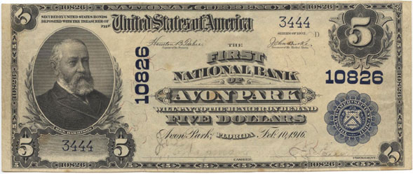 1902 bank note originating in Avon Park.