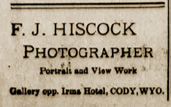 F. J. Hiscock ad on page 6 in the August 15, 1907 Enterprise.